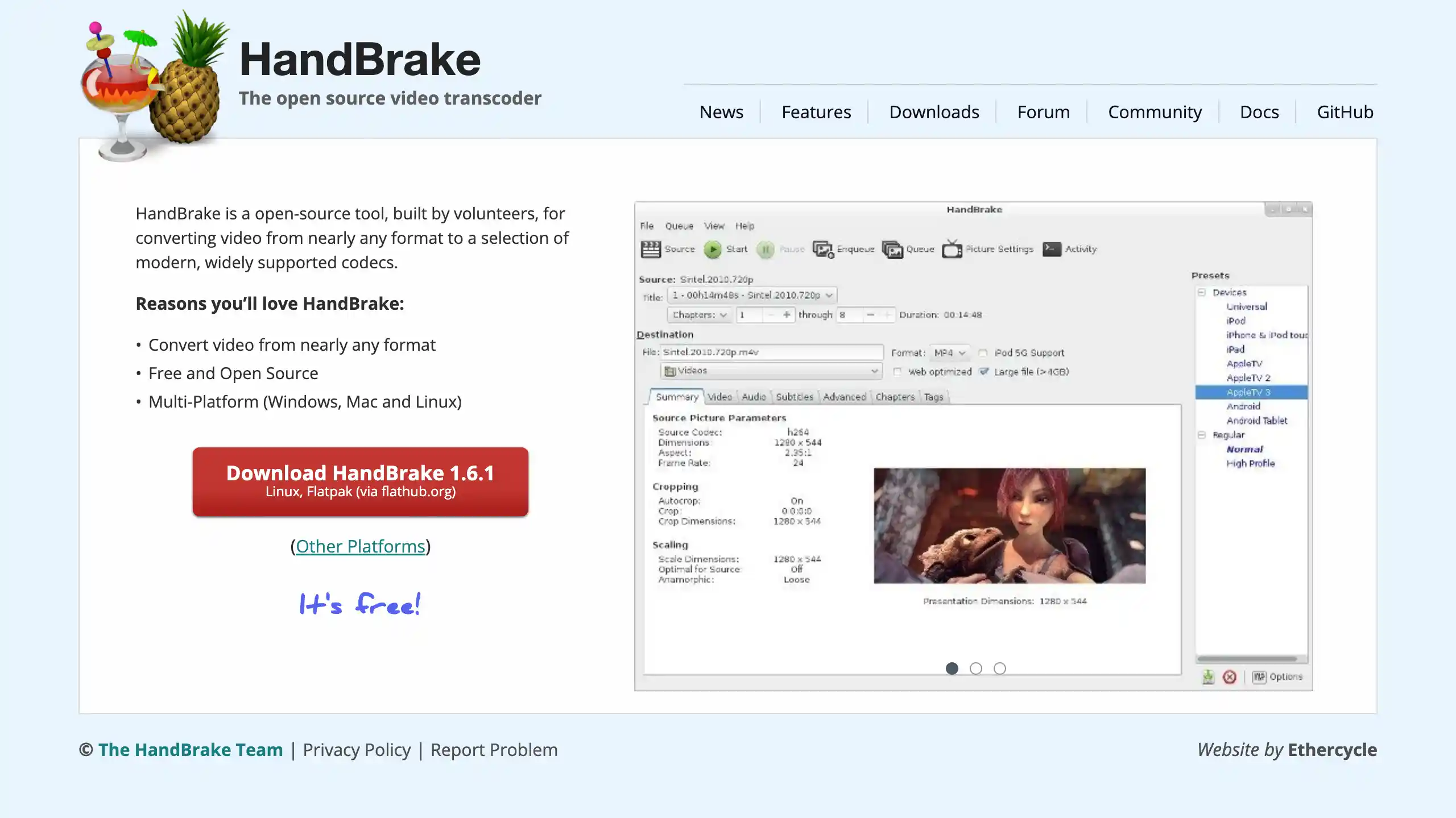 Handbrake's website