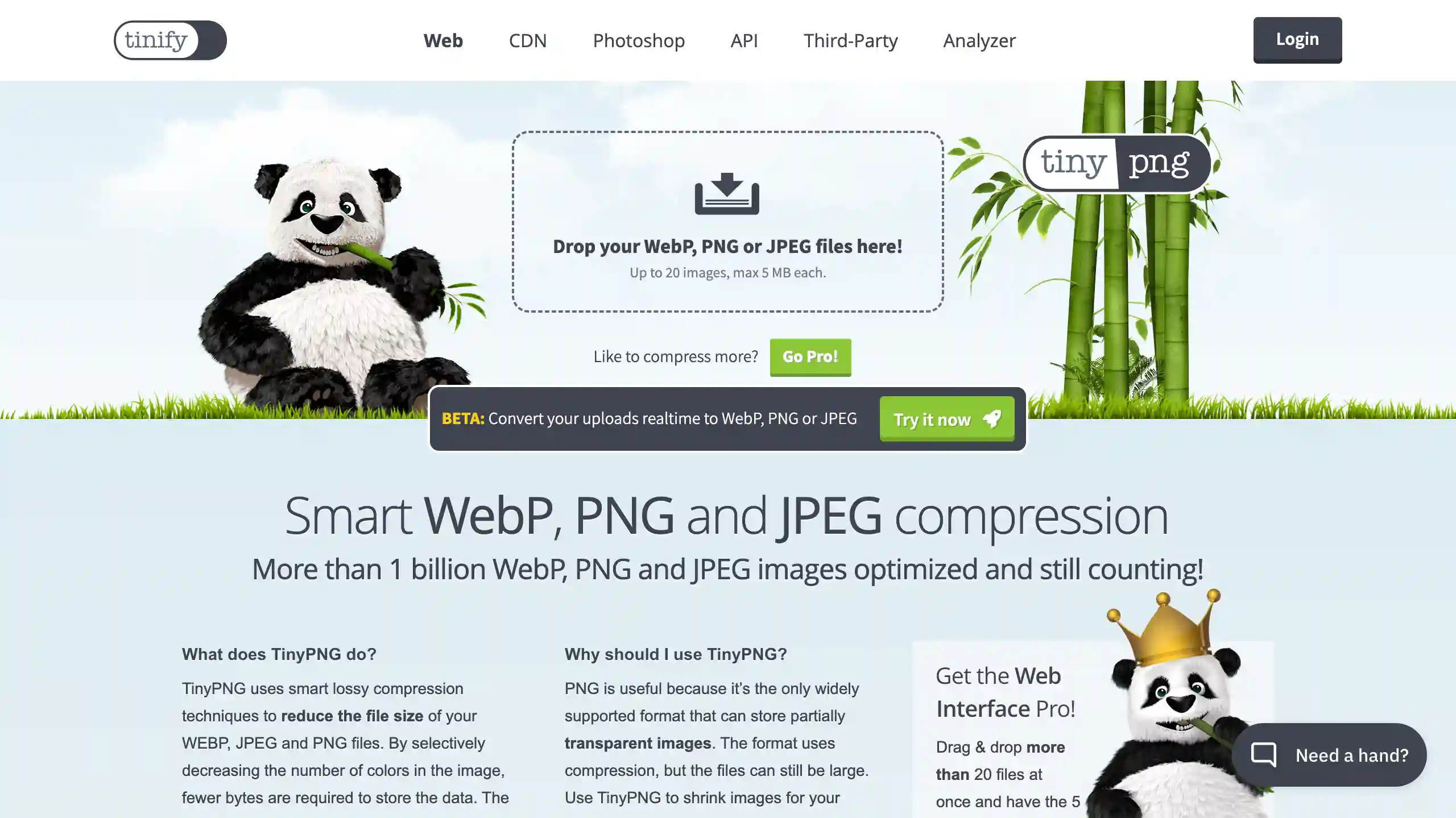 The landingpage for TinyPNG